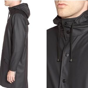 Rains Waterproof Hooded Long Rain Jacket